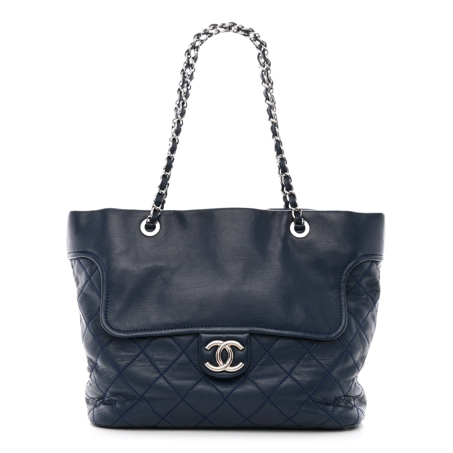 Chanel Calfskin Large Front Flap Tote Navy 1 of 13