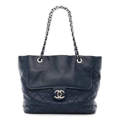 Chanel Calfskin Large Front Flap Tote Navy 1 of 13