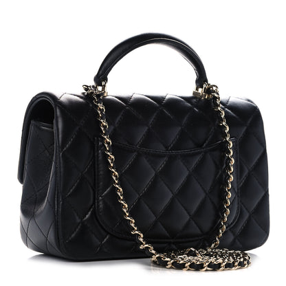 Chanel Lambskin Quilted Mini Top Handle Rectangular Flap Black 3 of 11
