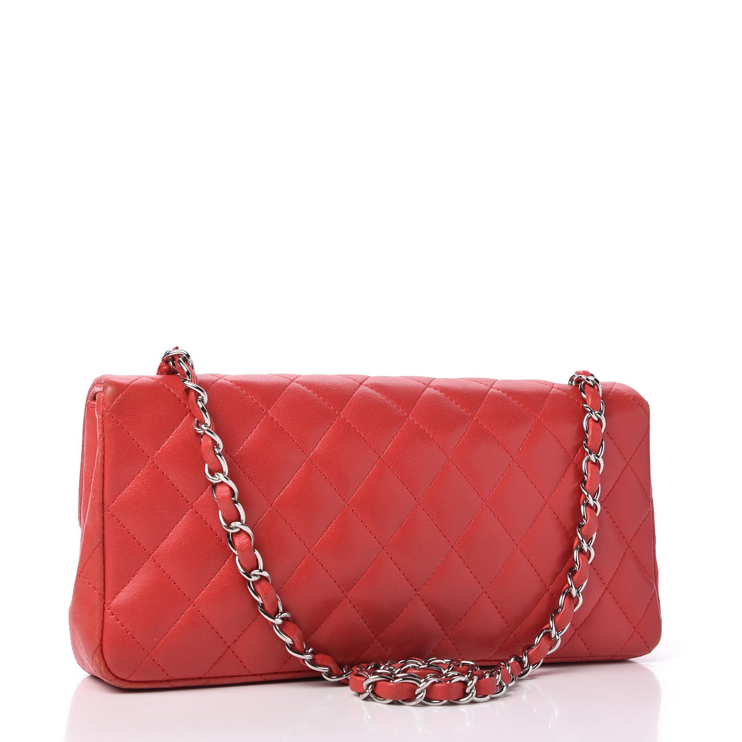 Lambskin Quilted East West Flap Red