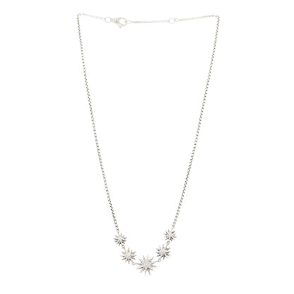 David Yurman Sterling Silver Diamond Starburst 5 Station Necklace 3 of 5