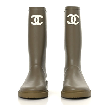 Chanel Caoutchouk CC High Boots 37 Dark Beige 2 of 10