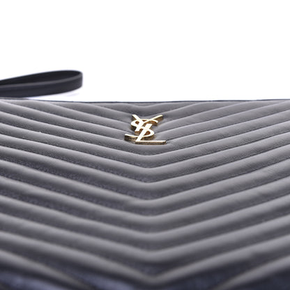 Saint Laurent Calfskin Matelasse Chevron Monogram Document Holder Black 10 of 12