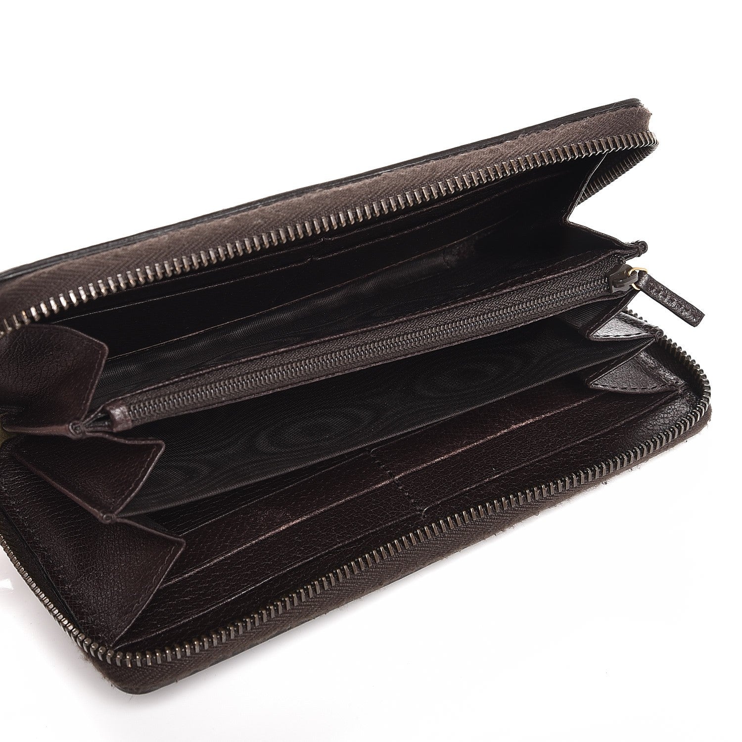 Gucci Calfskin Rania Web Zip Around Wallet Dark Brown 5 of 11