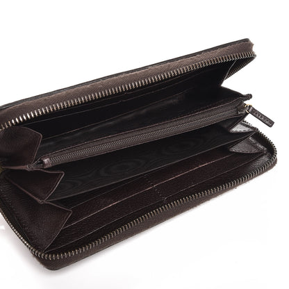 Gucci Calfskin Rania Web Zip Around Wallet Dark Brown 5 of 11