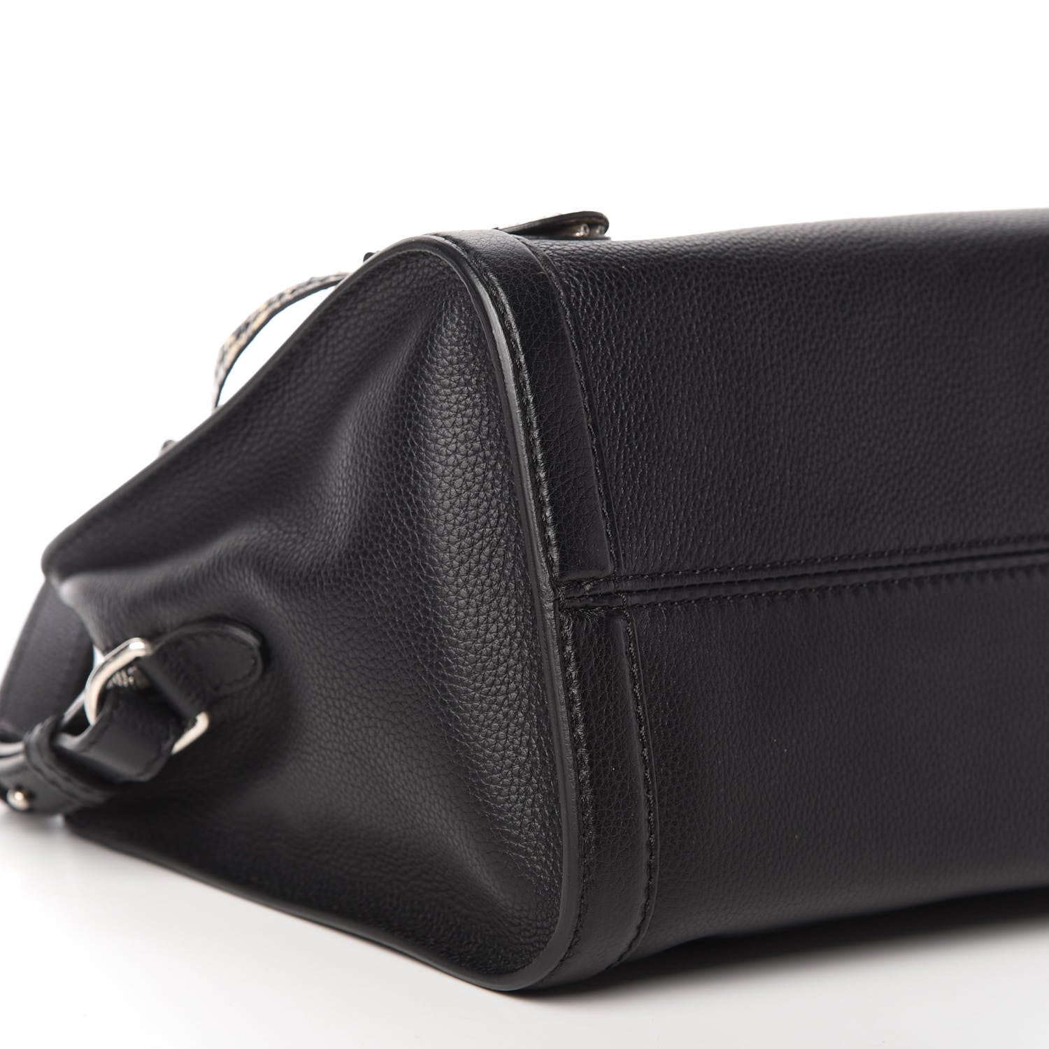 Alexander McQueen Pebbled Calfskin Snakeskin Small Skull Padlock Zip Around Tote Black 6 of 10