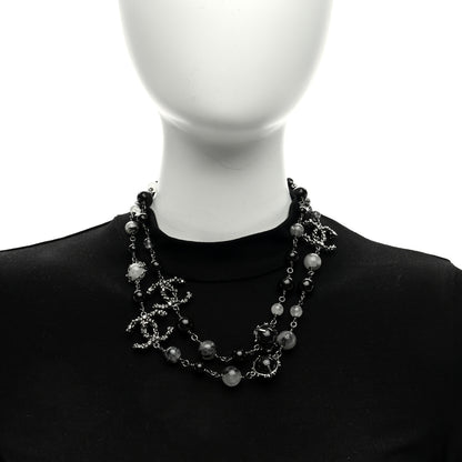 Chanel Crystal Bead CC Long Necklace Silver Black 2 of 4