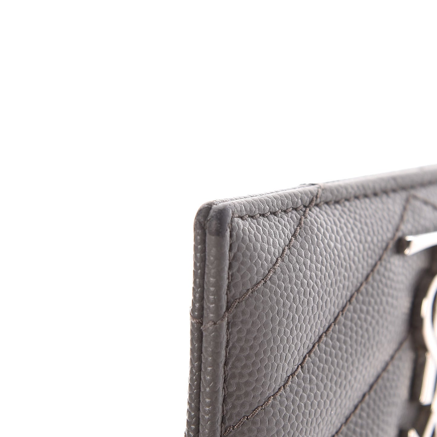 Grain De Poudre Matelasse Chevron Monogram Credit Card Case Dark Anthracite
