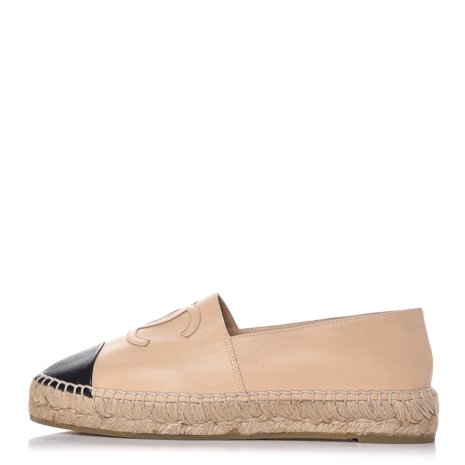 Chanel Lambskin CC Espadrilles 37 Beige Black 1 of 10