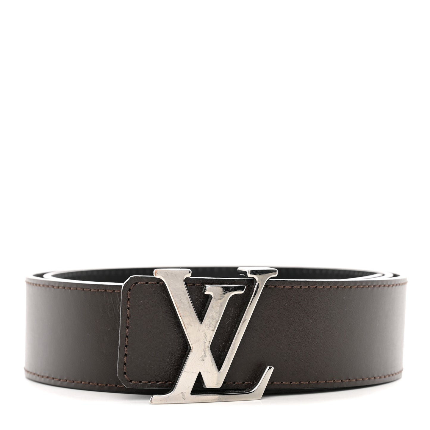 Calfskin 40mm LV Initiales Reversible Belt 85 34 Dark Brown Black 85 34 Black