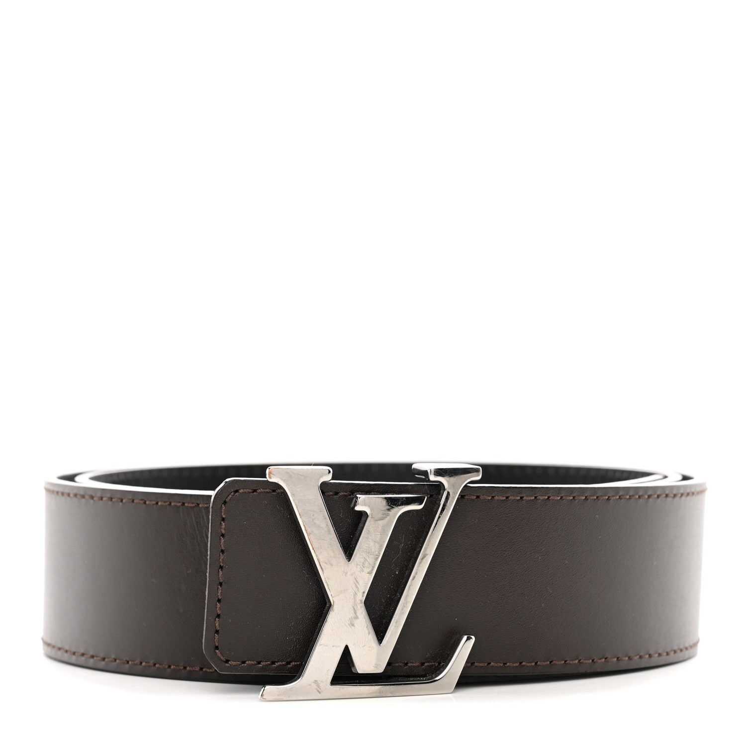 Louis Vuitton Calfskin 40mm LV Initiales Reversible Belt 85 34 Dark Brown Black 85 34 Black 1 of 9