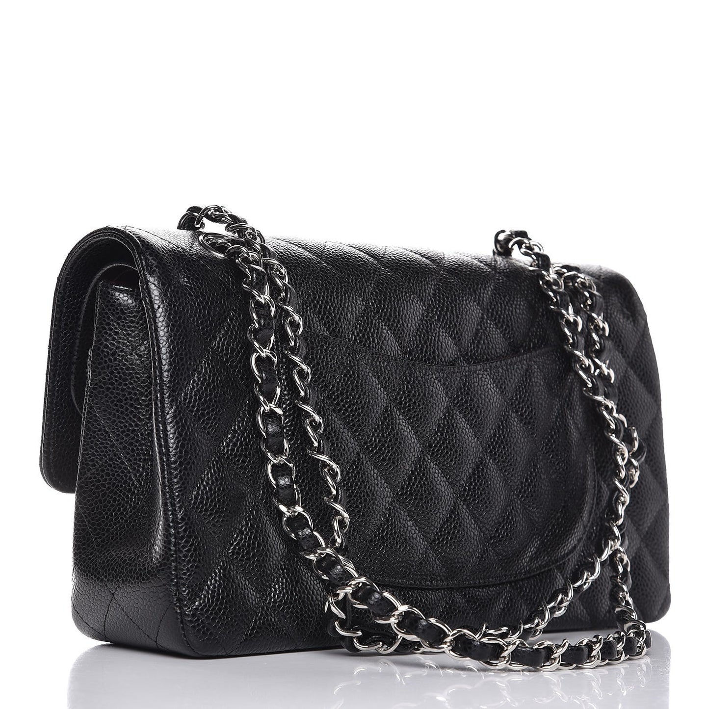 Caviar Quilted Medium Double Flap Black