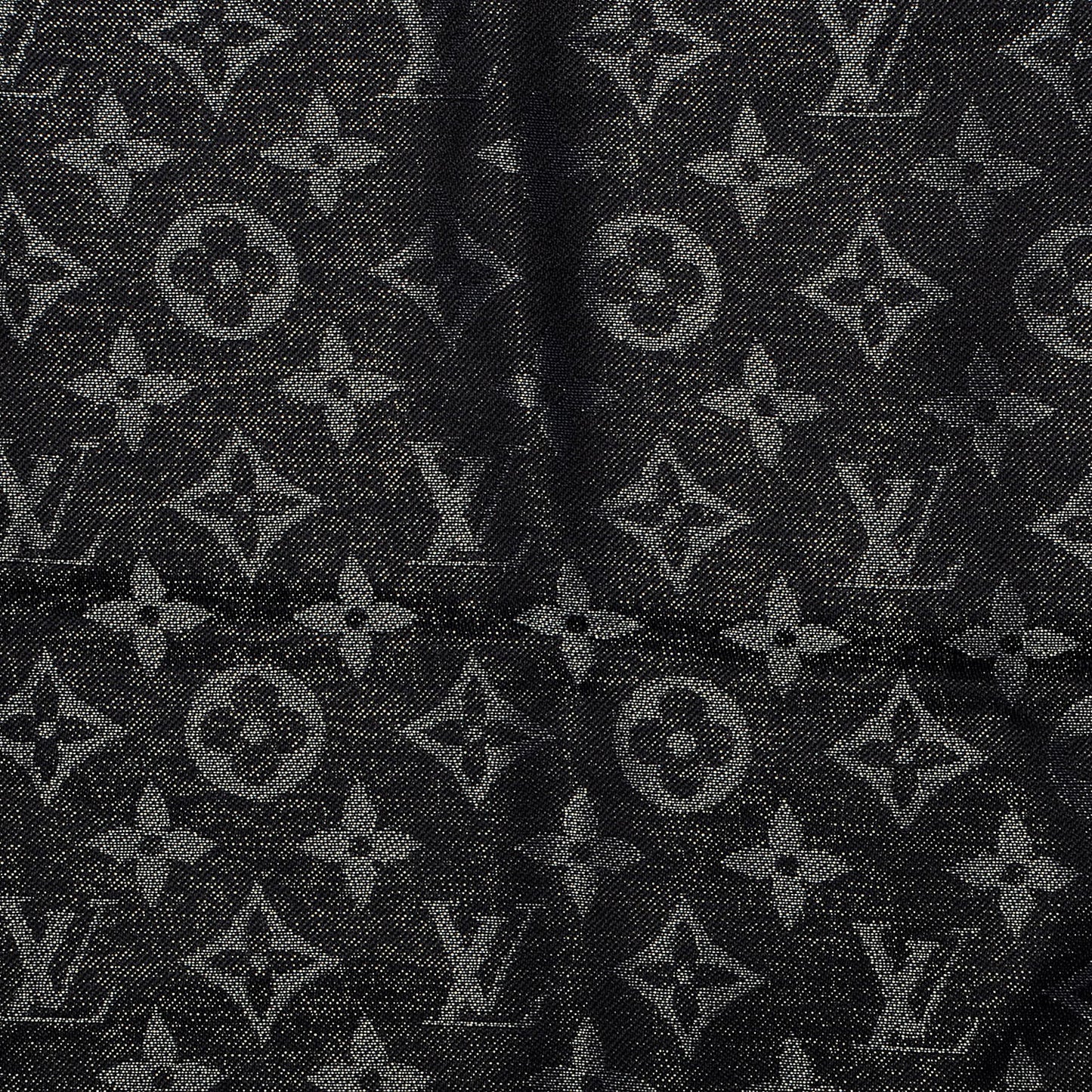 Silk Lurex Wool Monogram Shine Shawl Black