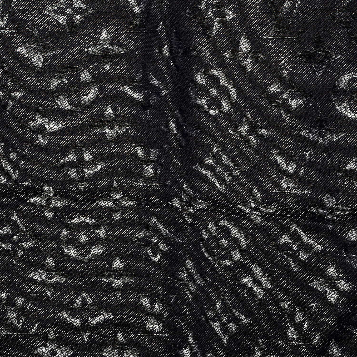 Louis Vuitton Silk Lurex Wool Monogram Shine Shawl Black 4 of 6