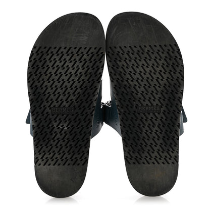 Hermes Epsom Mens Chypre Sandals 43 Bleu Canard 6 of 12