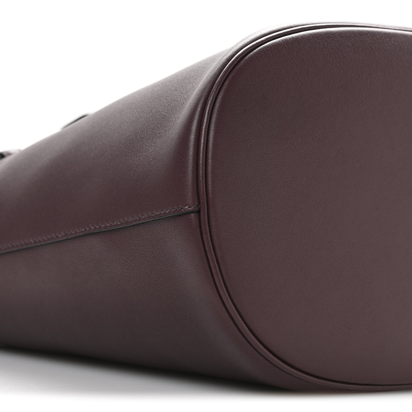 Calfskin Buckle Bucket Bag With Belt Bordeaux