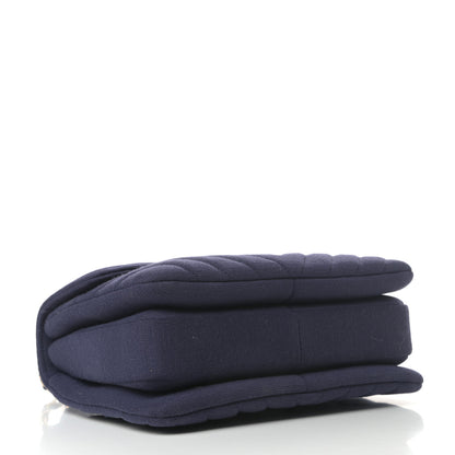 Chanel Jersey Chevron Quilted Small Trendy CC Dual Handle Flap Bag Navy Blue 4 of 10