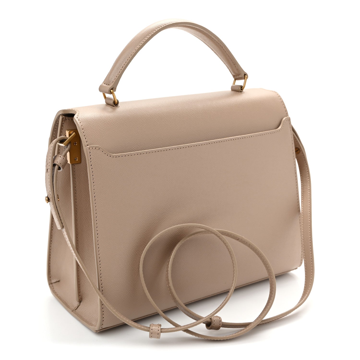 Saint Laurent Grain de Poudre Medium Classic Monogram Cassandra Top Handle Dark Beige 3 of 11