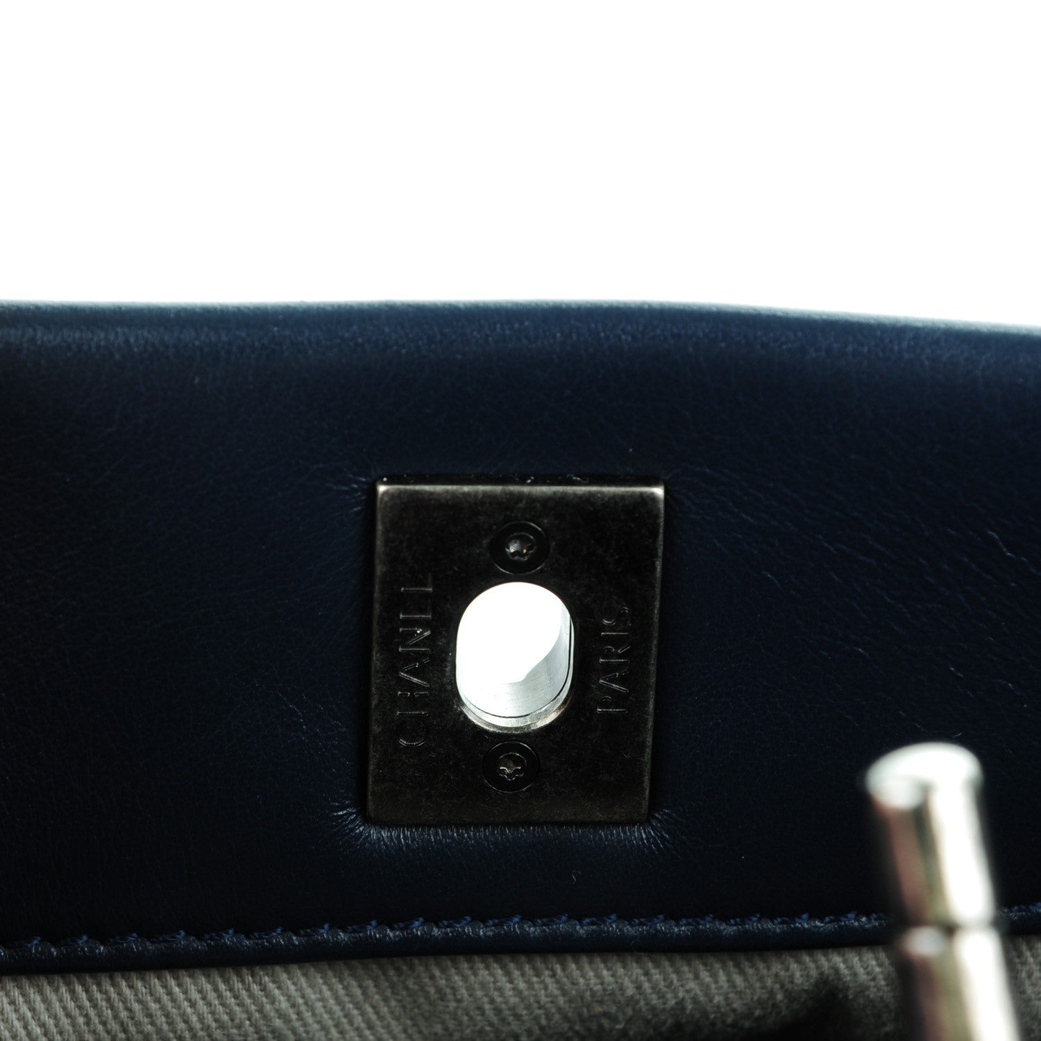 Chanel Calfskin Tweed Quilted Small Tote Navy Multicolor 8 of 8