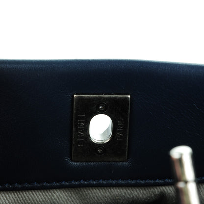 Chanel Calfskin Tweed Quilted Small Tote Navy Multicolor 8 of 8
