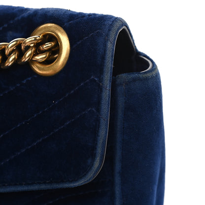 Gucci Velvet Matelasse Small GG Marmont Shoulder Bag Cobalt Blue 18 of 20