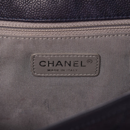 Chanel Caviar Quilted Large French Riviera Flap Navy Blue 7 of 12