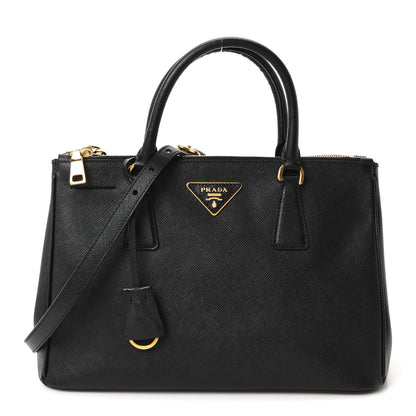 Prada Saffiano Small Galleria Double Zip Tote Black 1 of 10