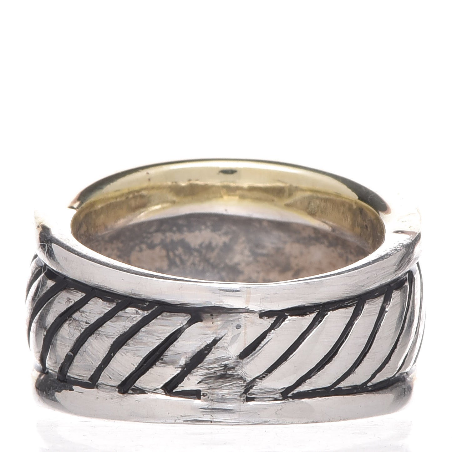 Sterling Silver 14K Yellow Gold Cable Cigar Band Ring 46 3.75