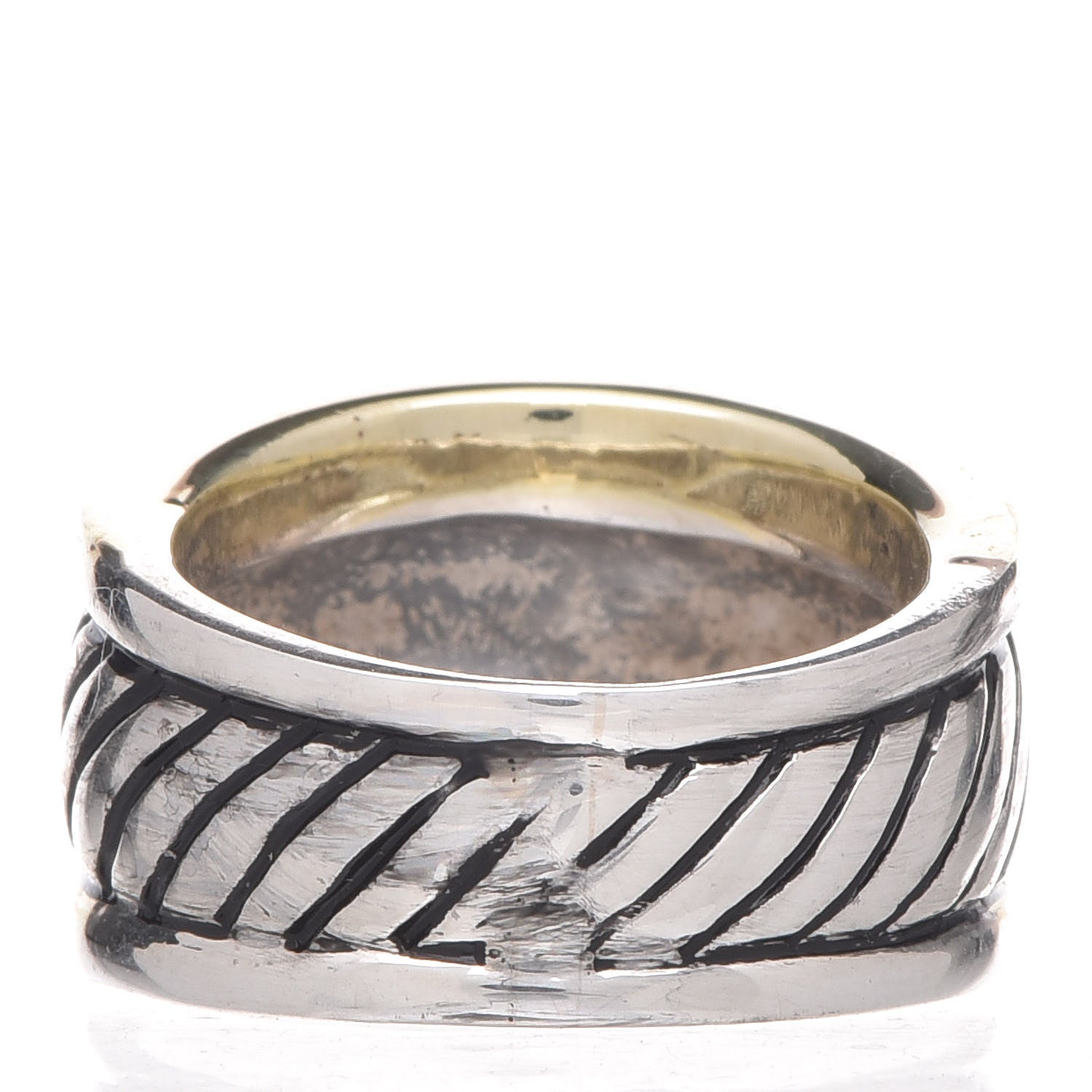 David Yurman Sterling Silver 14K Yellow Gold Cable Cigar Band Ring 46 3.75 3 of 5