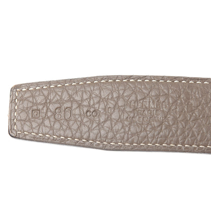 Hermes Togo Box 32mm Enamel Quizz H Belt 80 Black Etoupe 7 of 8