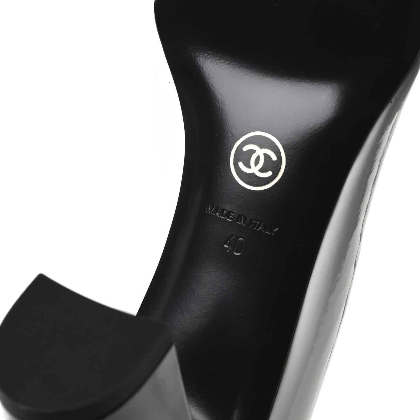 Patent Calfskin Crystal Cap Toe Logo Pumps 40 White Black