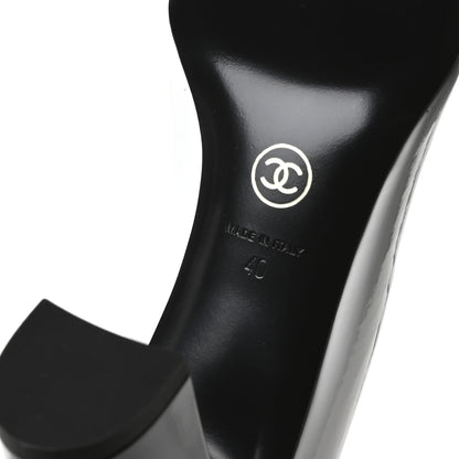 Chanel Patent Calfskin Crystal Cap Toe Logo Pumps 40 White Black 7 of 8