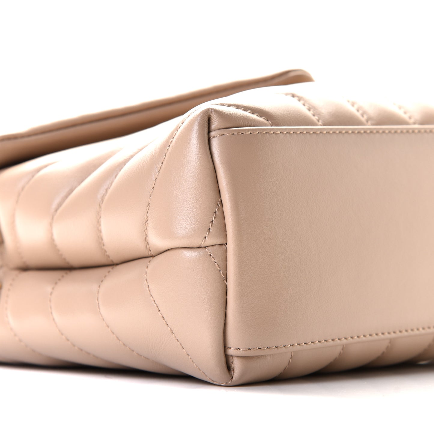 Calfskin Y Quilted Monogram Small Loulou Chain Satchel Dark Beige