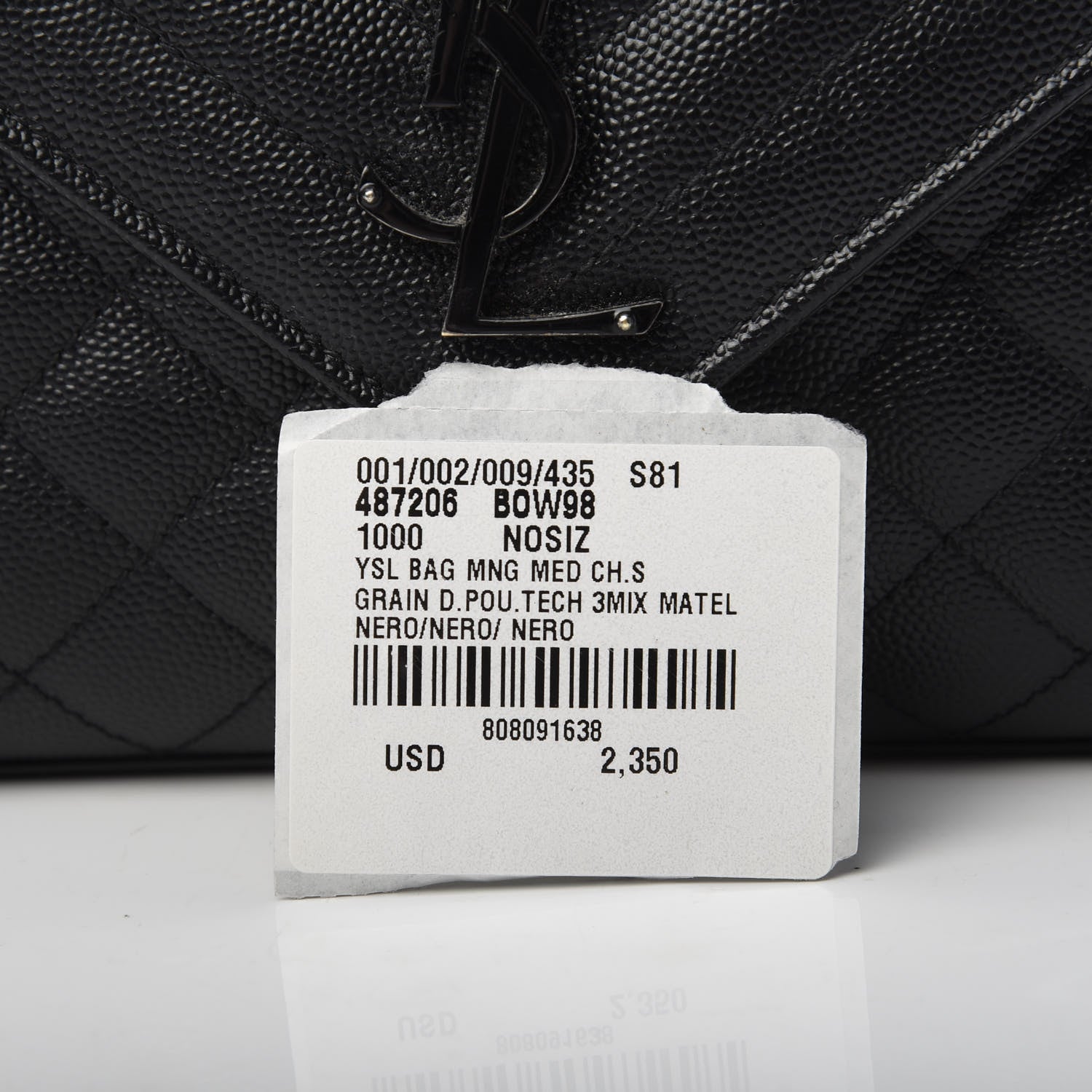 Saint Laurent Grain De Poudre Textured Mixed Matelasse Triquilt Medium Monogram Satchel Black 12 of 12