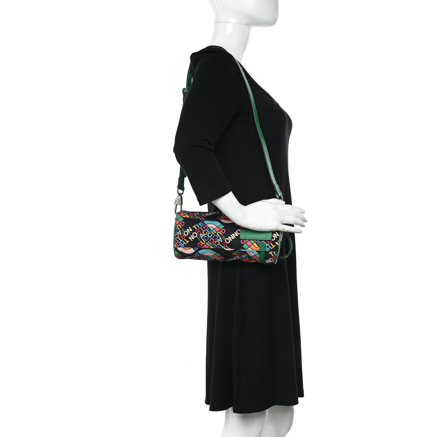 Gucci X THE NORTH FACE Econyl Nylon Barrel Shoulder Bag Black Multicolor 2 of 11