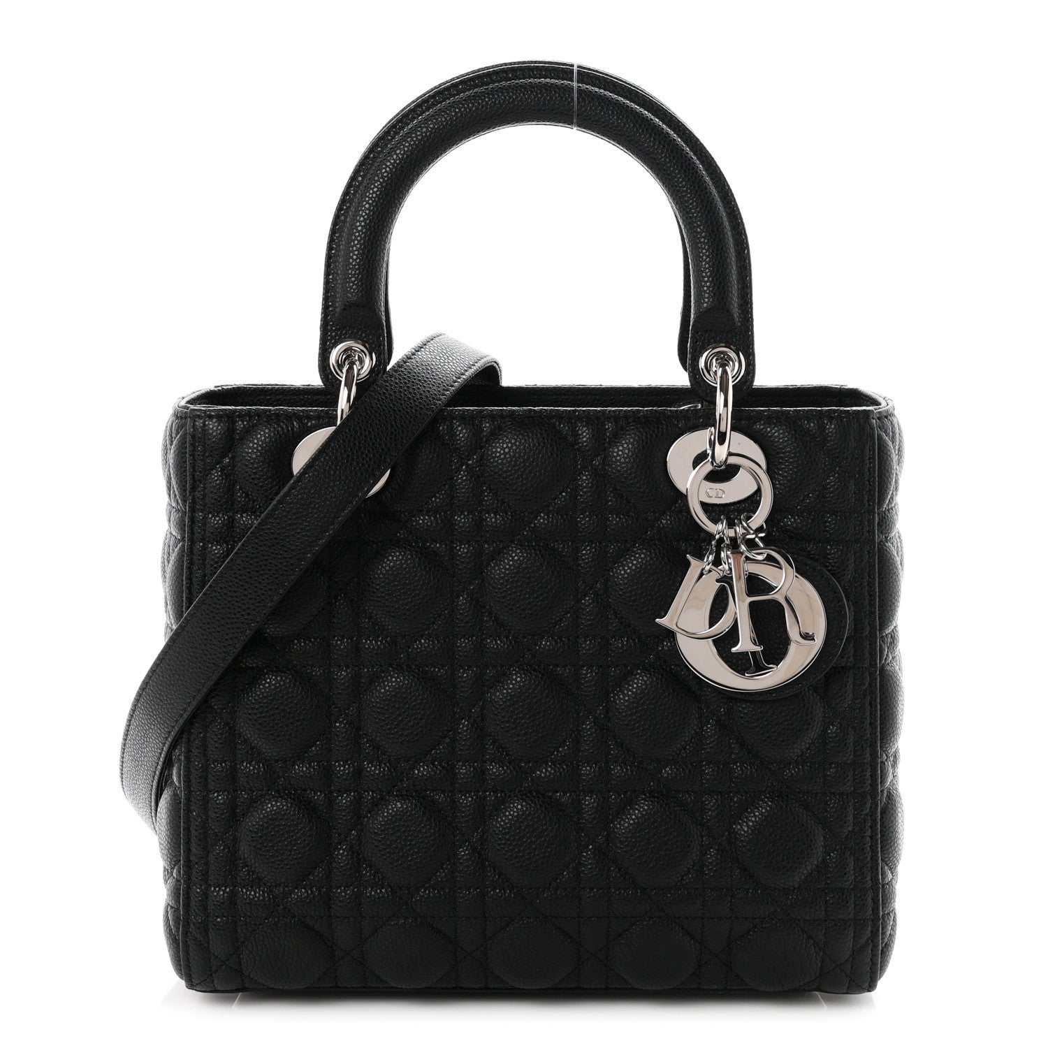 Christian Dior Grained Calfskin Cannage Medium Lady Dior Black 1 of 10