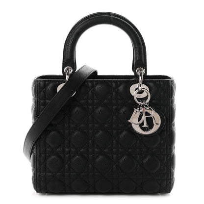 Christian Dior Grained Calfskin Cannage Medium Lady Dior Black 1 of 10