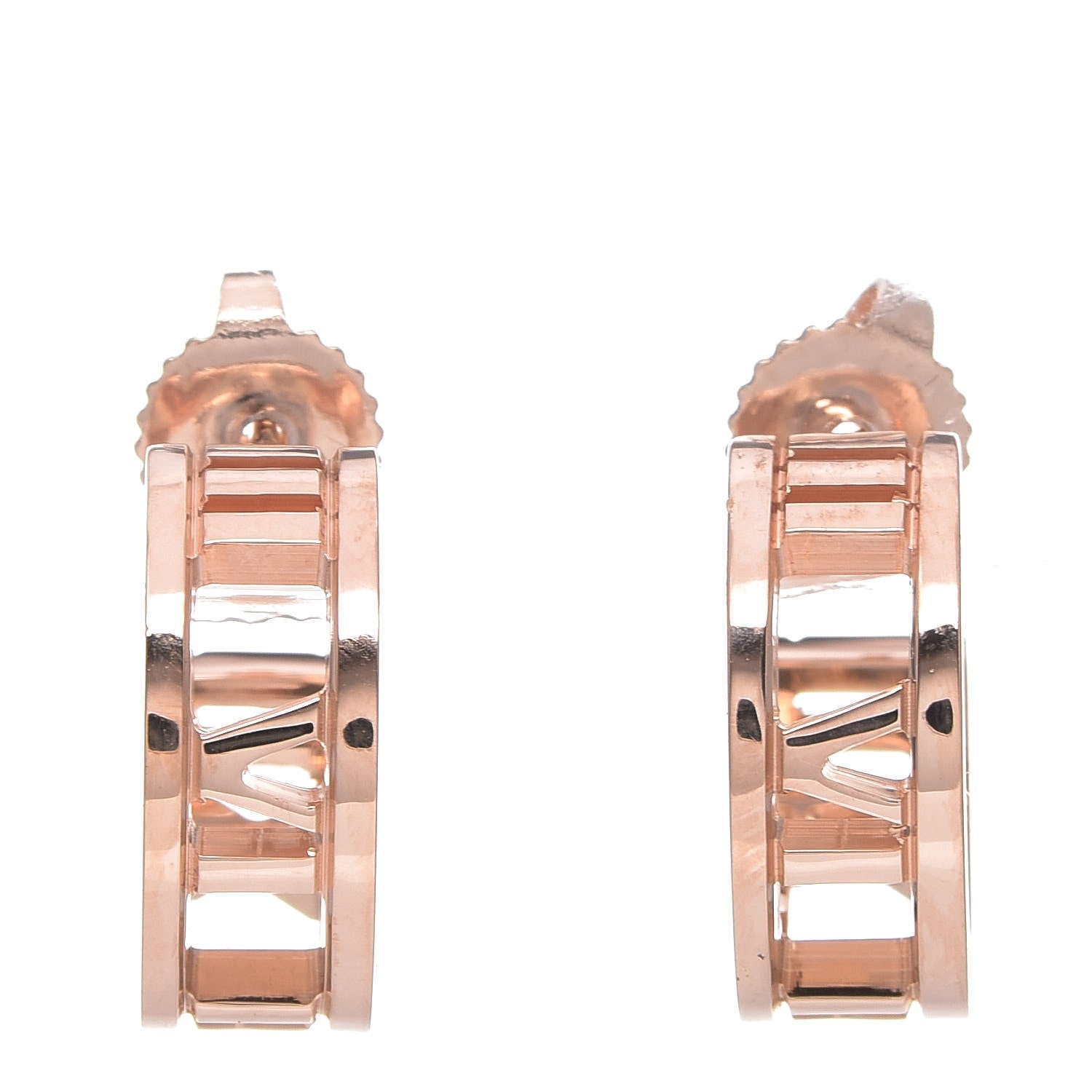 Tiffany 18K Rose Gold Mini Atlas Hoop Earrings 1 of 5