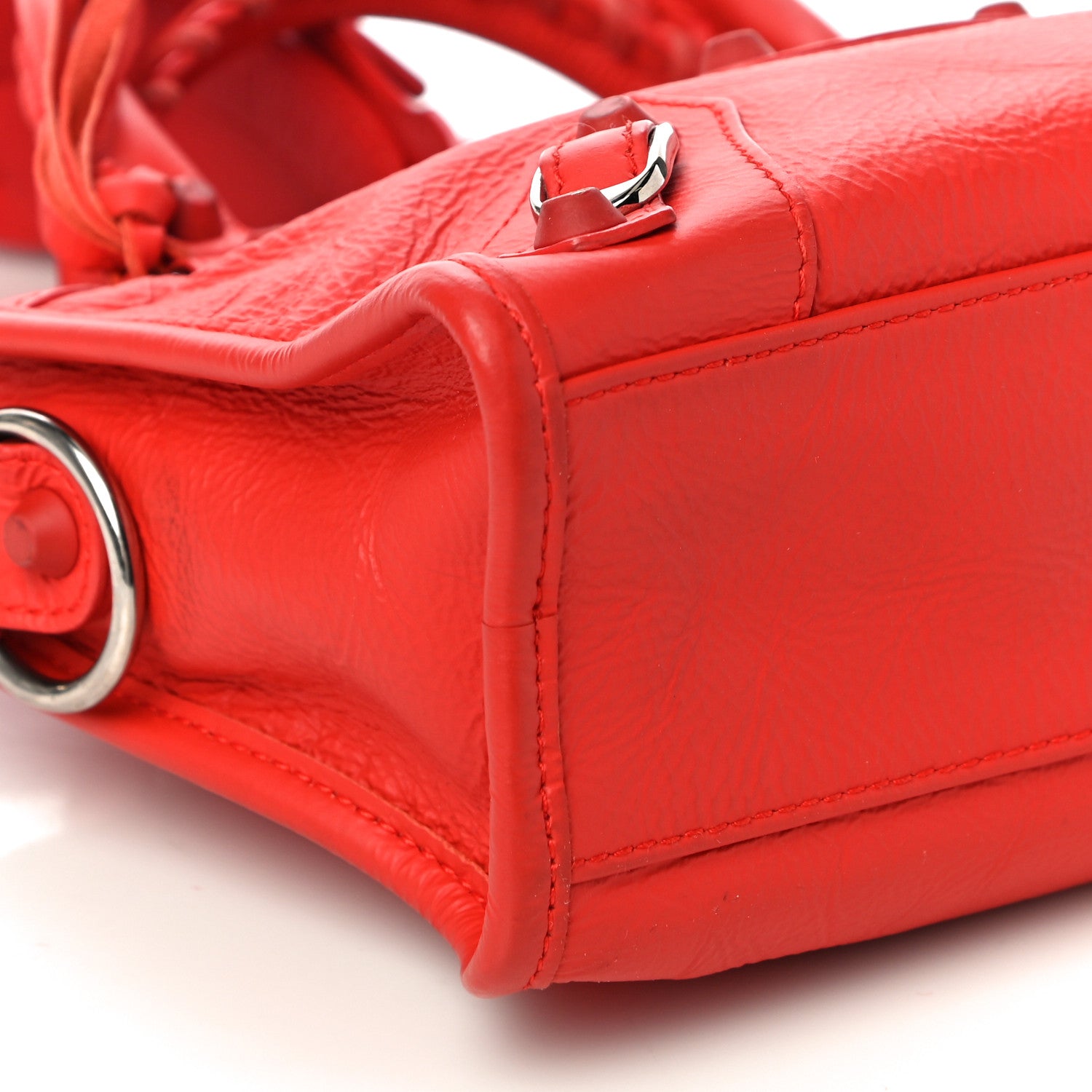 Balenciaga Matte Goatskin Rubber Covered Classic Hardware Mini City Rouge Coquelicot Rouge Braise 9 of 11