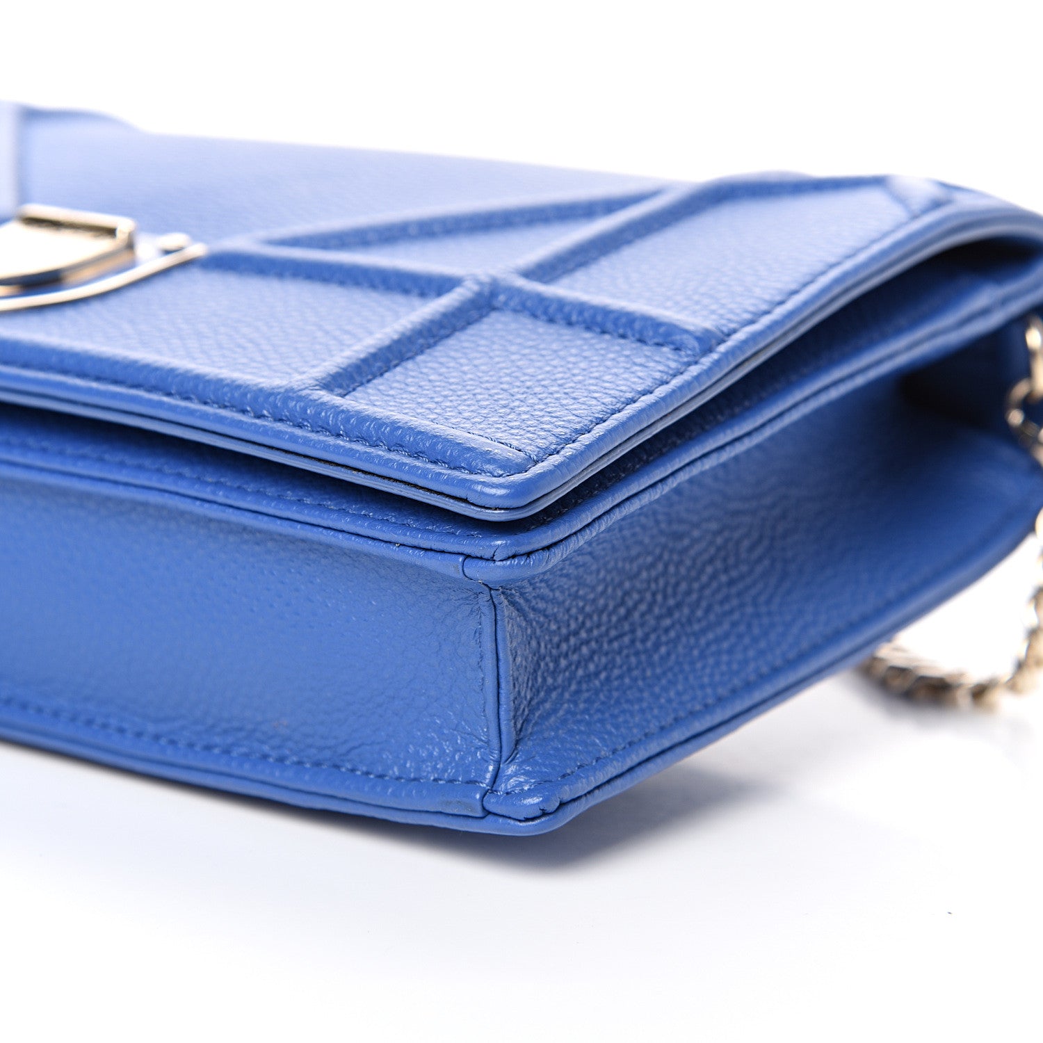Christian Dior Grained Calfskin Diorama Wallet on Chain Pouch Blue 10 of 10