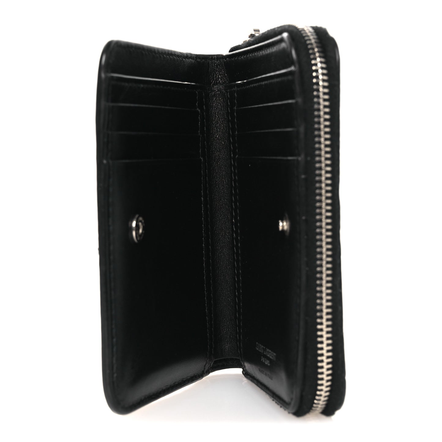 Calfskin Crocodile Embossed Monogram Compact Wallet Black