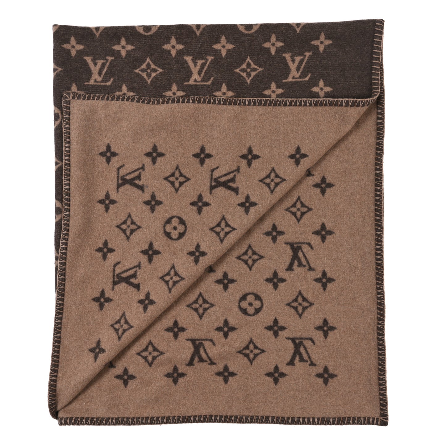 Wool Cashmere Neo Monogram Blanket Marron