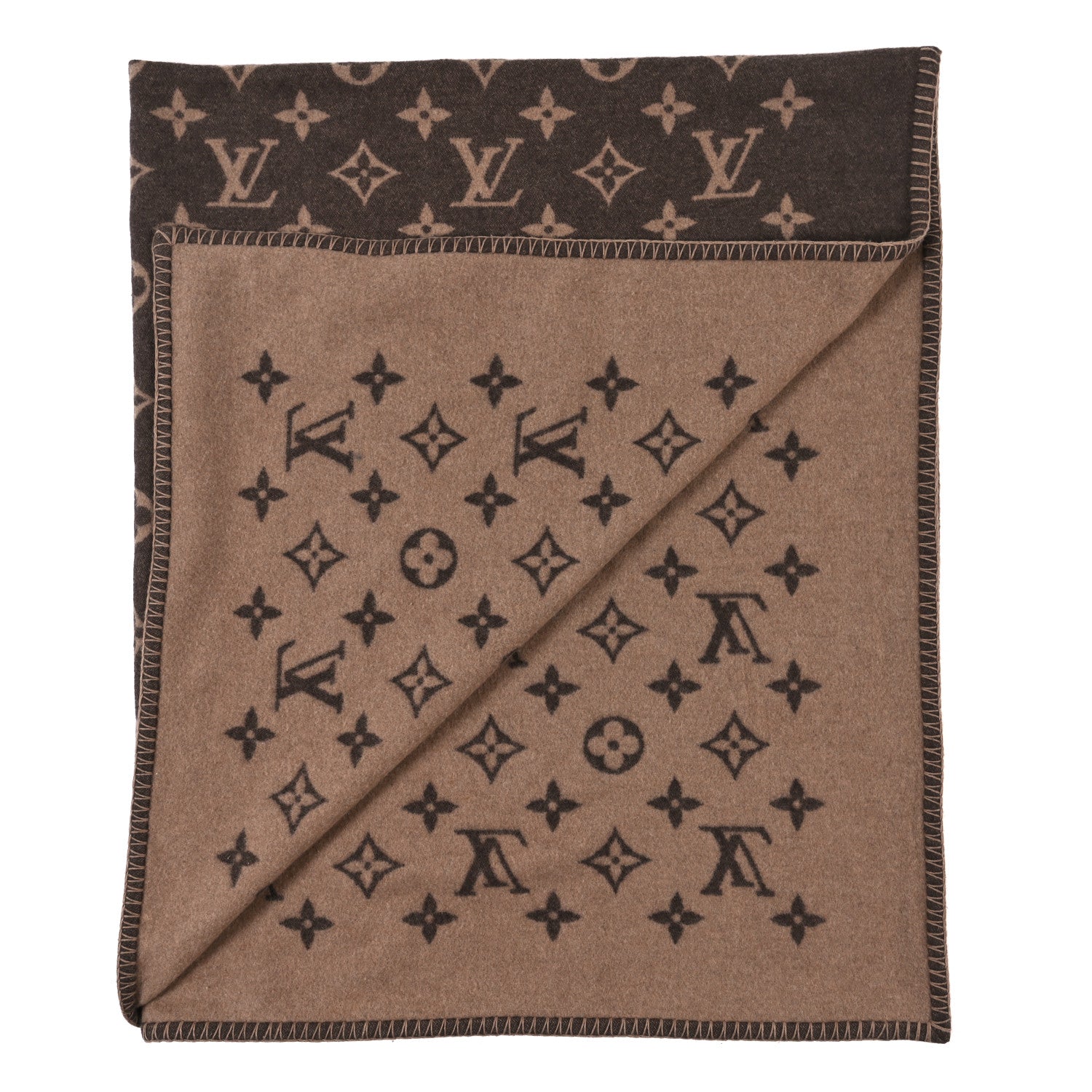 Louis Vuitton Wool Cashmere Neo Monogram Blanket Marron 2 of 3