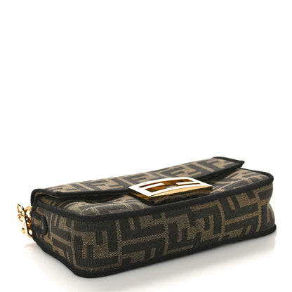 Fendi Fabric Jacquard FF 1974 Mini Baguette Tobacco Moro Black 4 of 9