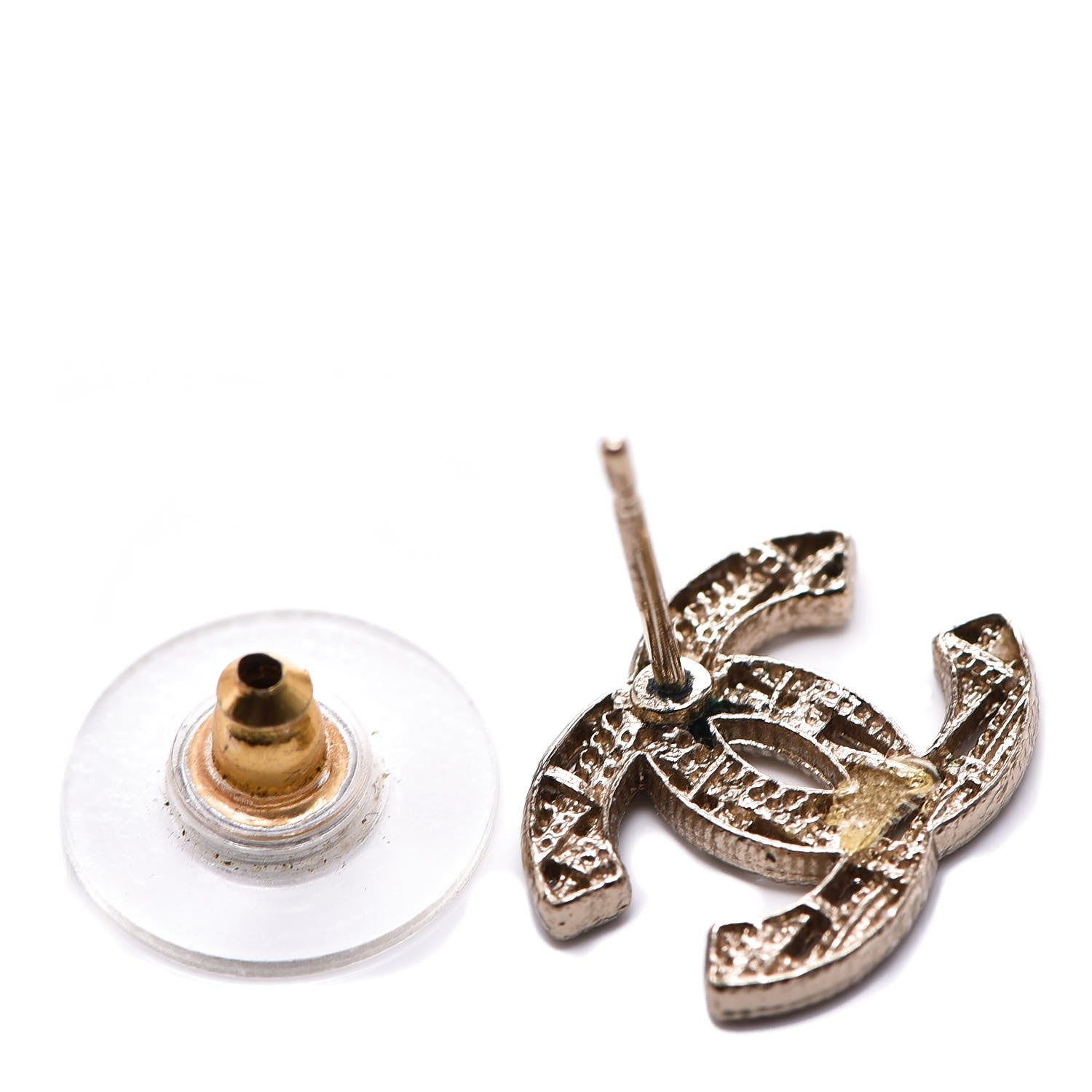 Chanel Tweed Effect CC Earrings Gold 5 of 6