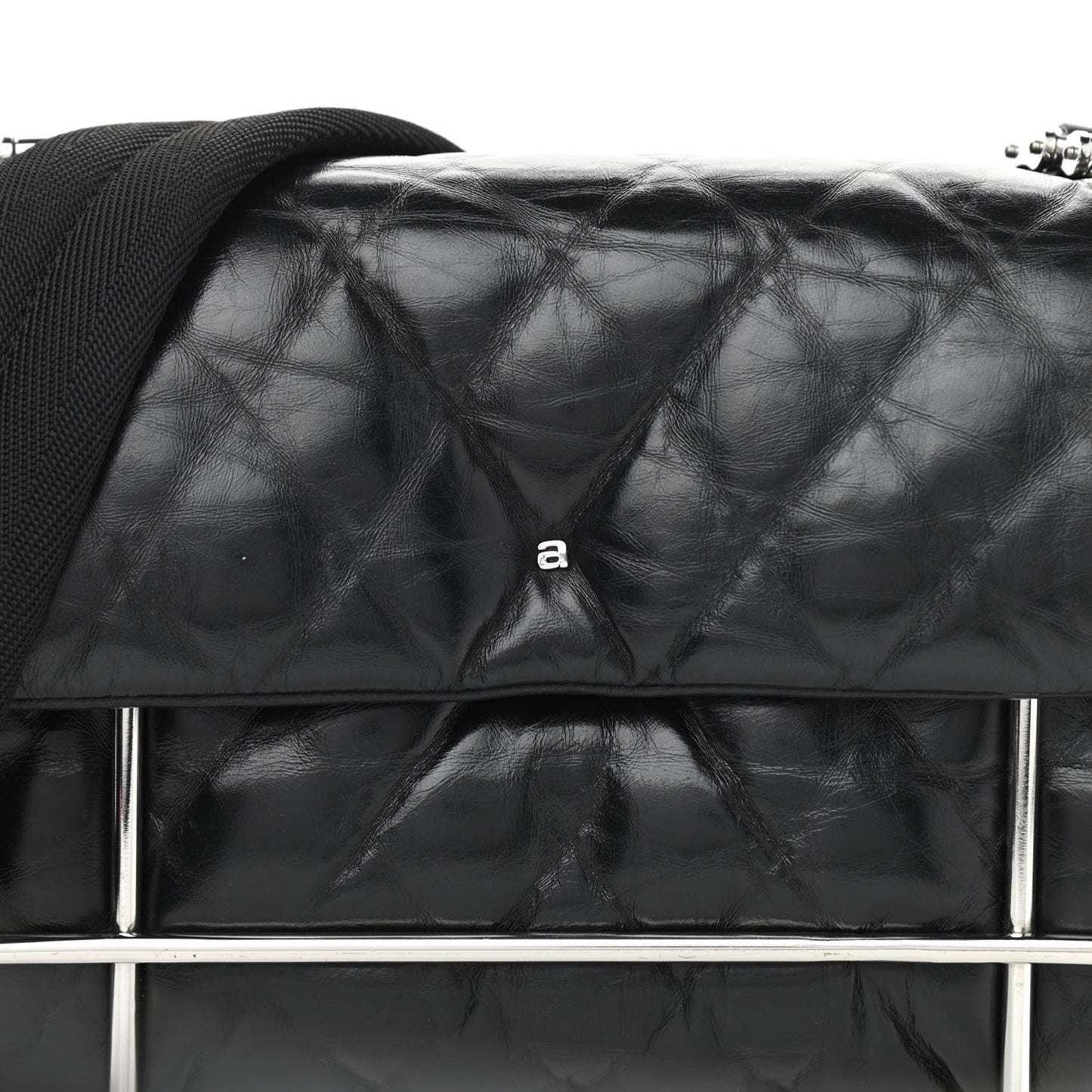 Calfskin Quilted Halo Crossbody Bag Black