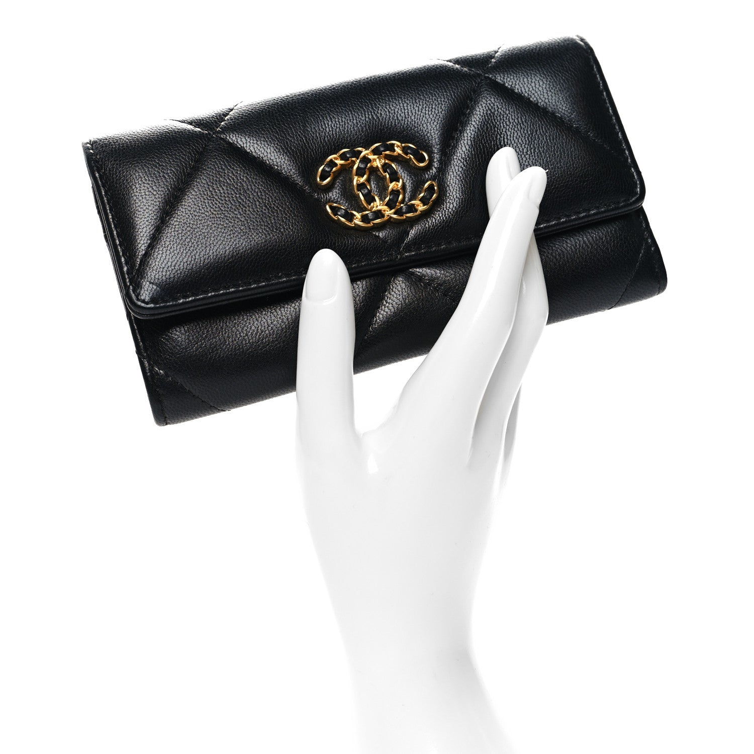 Chanel Lambskin Quilted Chanel 19 Flap Wallet Black 2 of 10