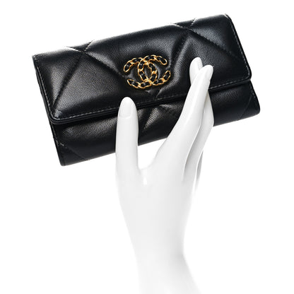Chanel Lambskin Quilted Chanel 19 Flap Wallet Black 2 of 10
