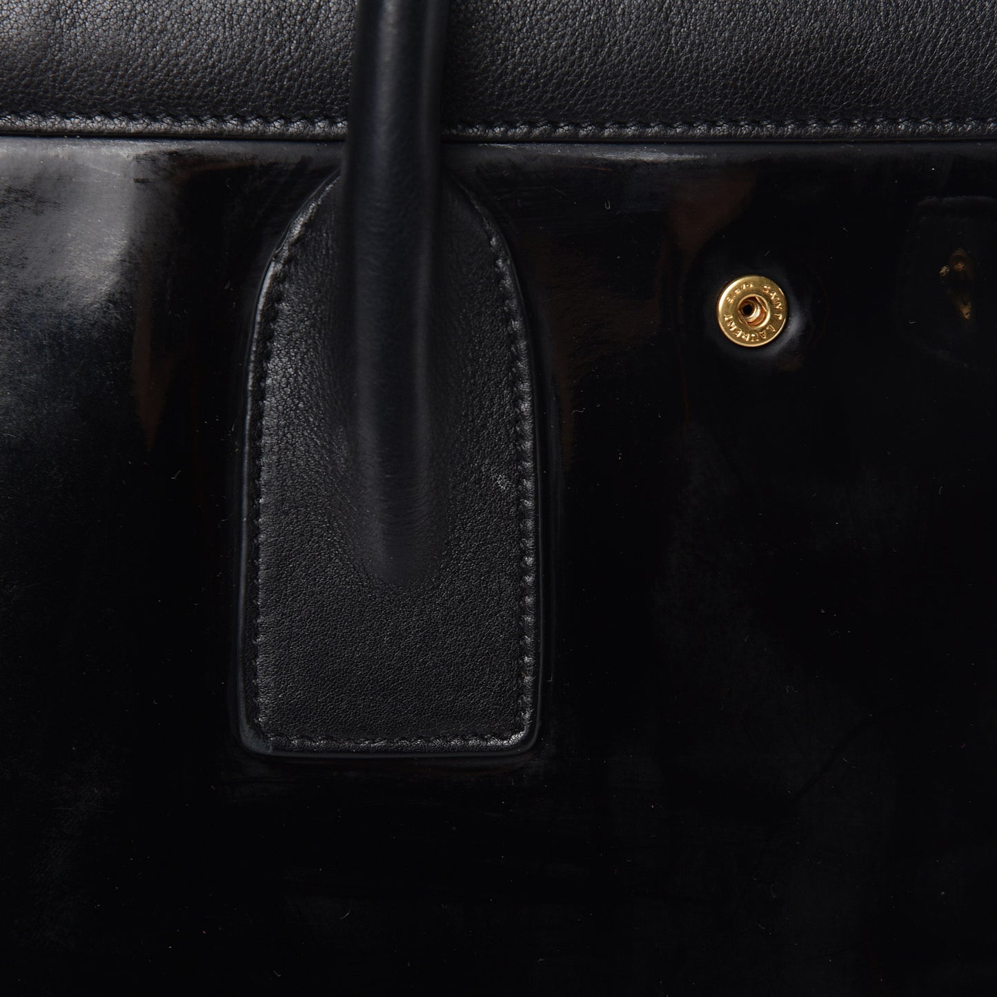 Patent Calfskin Small Sac de Jour Black