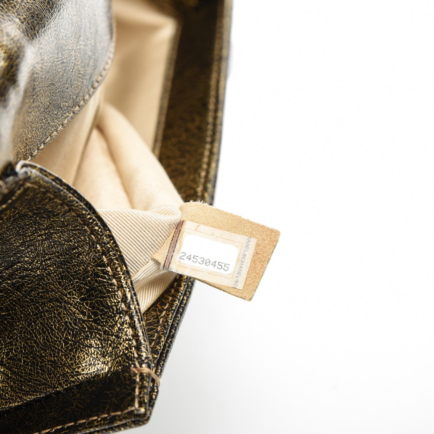Metallic Calfskin Quilted Small Boy Flap Gold